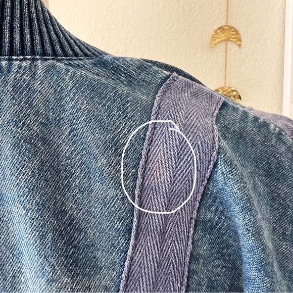 VINTAGE Marsha Sport Chambray Crochet Zip Up Bomber Jacket - Picture 16 of 16